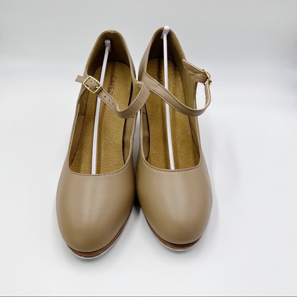 8.5W 8.5 WIDE Capezio # 657 Manhattan Xtreme Caramel Leather Tap Dance Shoes - Picture 3 of 14